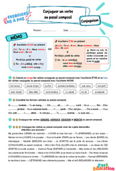 Conjuguer un verbe au passé composé - Exercices Pas à Pas : 5ème Harmos - PDF à imprimer