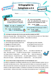 Leçon, exercice et évaluation :<br/> Orthographier les homophones a et à - Exercices Pas à Pas : 5ème Harmos - PDF à imprimer