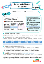 Leçon, exercice et évaluation :<br/> Former le féminin des noms communs - Exercices Pas à Pas : 5ème Harmos - PDF à imprimer