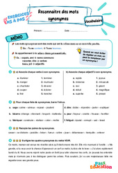 Reconnaitre des mots synonymes - Exercices Pas à Pas : 5ème Harmos - PDF à imprimer