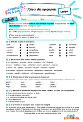 Utiliser des synonymes - Exercices Pas à Pas : 8ème Harmos - PDF à imprimer