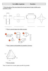 Solides et patrons - Exercices de géométrie  : 7ème Harmos - PDF à imprimer