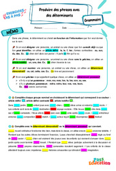 Produire des phrases avec des déterminants - Exercices Pas à Pas : 9eme Harmos - PDF à imprimer