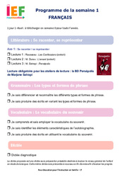 Semaine 1 - école à la maison IEF - Fiches  en libre téléchargement : 11ème Harmos