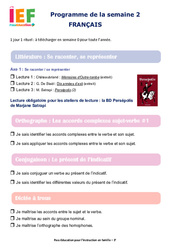 Semaine 2 - école à la maison IEF - Fiches  : 11ème Harmos