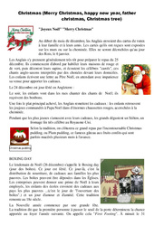 Christmas - Merry Christmas, happy new year, father christmas, Christmas tree - Civilisation anglaise : 5ème, 6ème, 7ème Harmos - PDF à imprimer