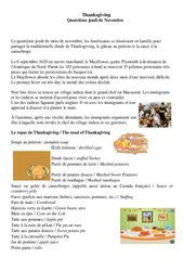 Thanksgiving - Quatrième jeudi de Novembre - Civilisation anglaise : 5ème, 6ème, 7ème Harmos - PDF à imprimer