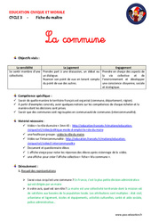 Commune - Fiche de préparation - EMC : 6ème, 7ème Harmos - PDF à imprimer