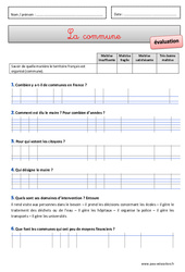 Commune - Examen Evaluation - EMC : 6ème, 7ème Harmos - PDF à imprimer