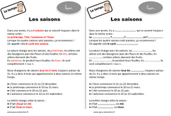 Saisons - Cours, Leçon : 4ème Harmos - PDF gratuit à imprimer