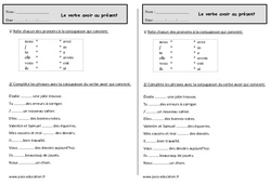 Verbe avoir au présent - Exercices - Conjugaison : 4ème Harmos - PDF à imprimer