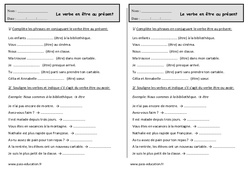 Conjuguer le verbe être au présent - Exercices : 4ème Harmos - PDF à imprimer