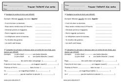 Trouver l’infinitif d’un verbe - Exercices : 4ème Harmos - PDF à imprimer