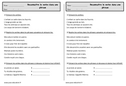 Reconnaître le verbe dans une phrase - Exercices : 4ème Harmos - PDF à imprimer