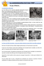 La commémoration du 8 mai 1945 - Lecture : 6ème, 7ème Harmos - PDF à imprimer