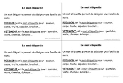 Mot étiquette - Cours, Leçon : 4ème Harmos - PDF gratuit à imprimer