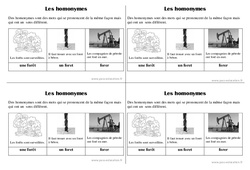 Homonymes - Cours, Leçon : 4ème Harmos - PDF gratuit à imprimer