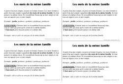 Mots de la même famille - Cours, Leçon : 4ème Harmos - PDF gratuit à imprimer