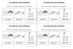 Mots de sens contraire - Cours, Leçon : 4ème Harmos - PDF gratuit à imprimer