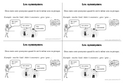 Synonymes - Vocabulaire - Cours, Leçon : 4ème Harmos - PDF gratuit à imprimer