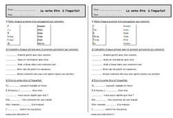 Verbe être à l'imparfait - Exercices  : 4ème Harmos - PDF à imprimer