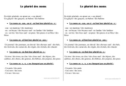 Pluriel des noms - Cours, Leçon : 4ème Harmos - PDF gratuit à imprimer