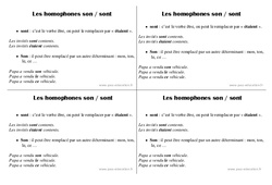 Son - sont - Homophones - Cours, Leçon : 4ème Harmos - PDF gratuit à imprimer