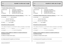 Accorder le verbe avec le sujet - Exercices : 4ème Harmos - PDF à imprimer