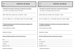 Construire une phrase - Exercices - Grammaire : 4ème Harmos - PDF à imprimer