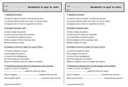 Reconnaître le sujet du verbe - Exercices  : 4ème Harmos - PDF à imprimer