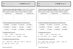 M devant m, b, p - Exercices  : 4ème Harmos - PDF à imprimer