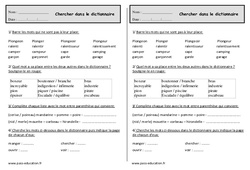 Chercher dans le dictionnaire - Exercices  : 4ème Harmos - PDF à imprimer