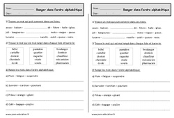 Ordre alphabétique - Exercices : 4ème Harmos - PDF à imprimer