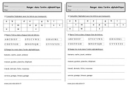 Classer par ordre alphabétique - Exercices  : 4ème Harmos - PDF à imprimer