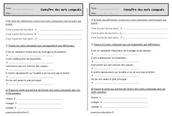 Mots composés -  Exercices de vocabulaire : 4ème Harmos - PDF à imprimer