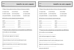 Connaître des mots composés - Exercices  : 4ème Harmos - PDF à imprimer