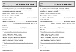 Mots de la même famille - Exercices de vocabulaire : 4ème Harmos - PDF à imprimer