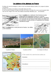 Plaines et plateaux en France - Géographie : 5ème, 6ème Harmos - PDF à imprimer