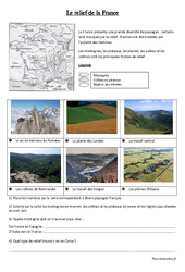 Relief de la France - Géographie : 5ème, 6ème Harmos - PDF à imprimer