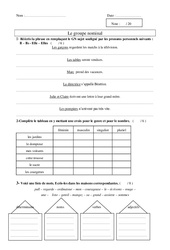 Groupe nominal - Examen Evaluation - Grammaire : 4ème Harmos - PDF à imprimer