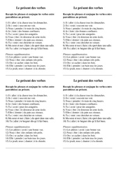 Exercice Le présent  - Exercices conjuagaison : 4ème Harmos - PDF à imprimer