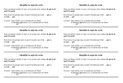 Sujet - verbe - Cours, Leçon - Grammaire : 4ème Harmos - PDF gratuit à imprimer