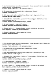 Problèmes mathématiques - Exercices - 5 : 4ème Harmos - PDF à imprimer