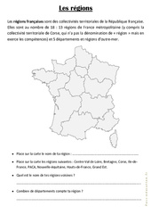 Les régions - Exercices géographie : 5ème Harmos - PDF à imprimer