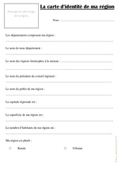 Exercice La carte d'identité de ta région : 5ème Harmos - PDF à imprimer