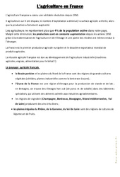 L 'agriculture en France - Géographie - Cours, Leçon : 5ème, 6ème, 7ème Harmos - PDF à imprimer