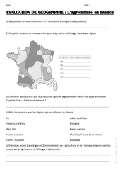 Agriculture en France - Examen Evaluation : 5ème, 6ème, 7ème Harmos - PDF à imprimer