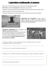 L'agriculture traditionnelle et moderne - Exercices : 5ème, 6ème, 7ème Harmos - PDF à imprimer