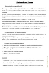 L' industrie en France - Cours, Leçon : 6ème, 7ème Harmos - PDF gratuit à imprimer