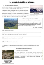 Le paysage industriel de la France - Documents, questions, correction : 6ème, 7ème Harmos - PDF à imprimer